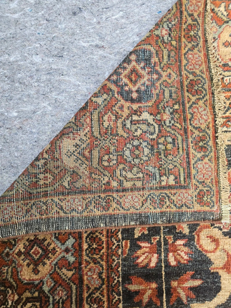 Antique Persian Mahal Rug – Hand-Knotted Wool (Circa 1920s) (9151) 10.5 x 13.5