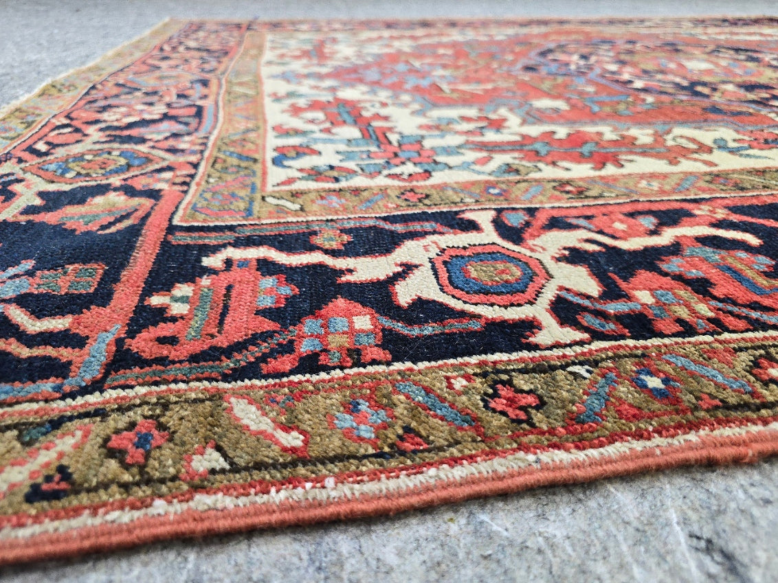 RARE 19th Century Antique Persian baby Serapi Rug – Hand-Knotted Wool (5 x 7 feet) #26430