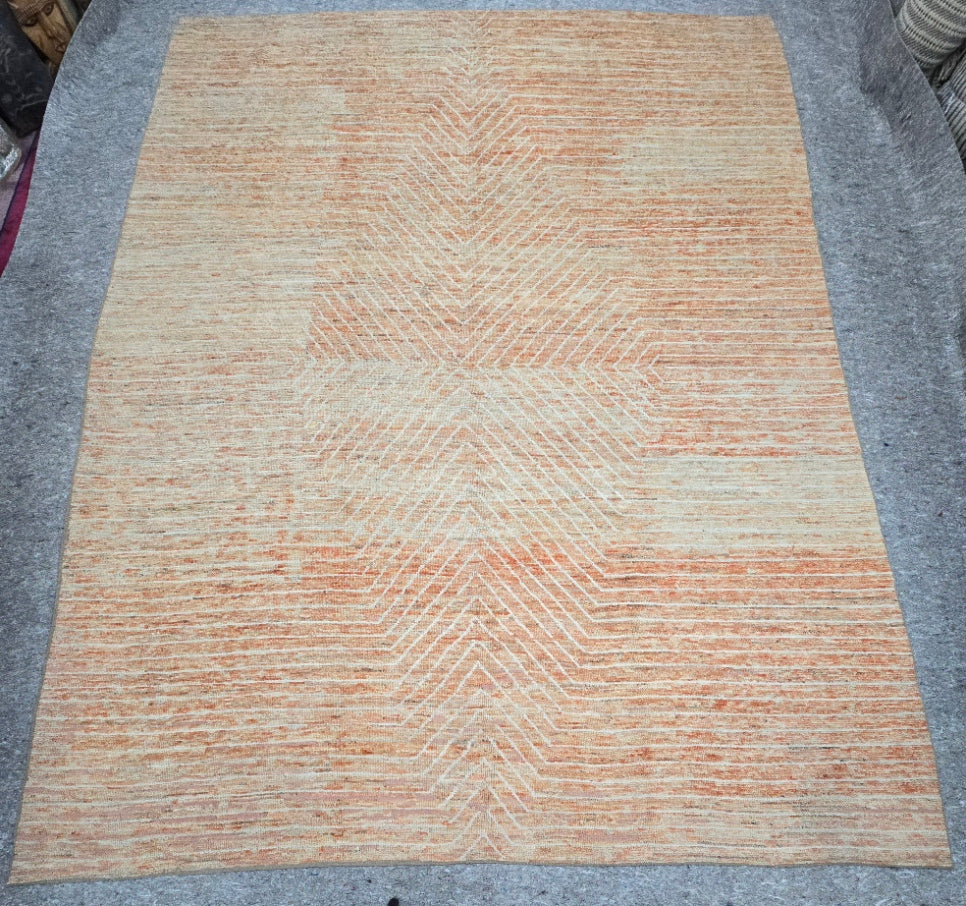 Modern Orange Handwoven Rug – 9 x 12 ft (10348)