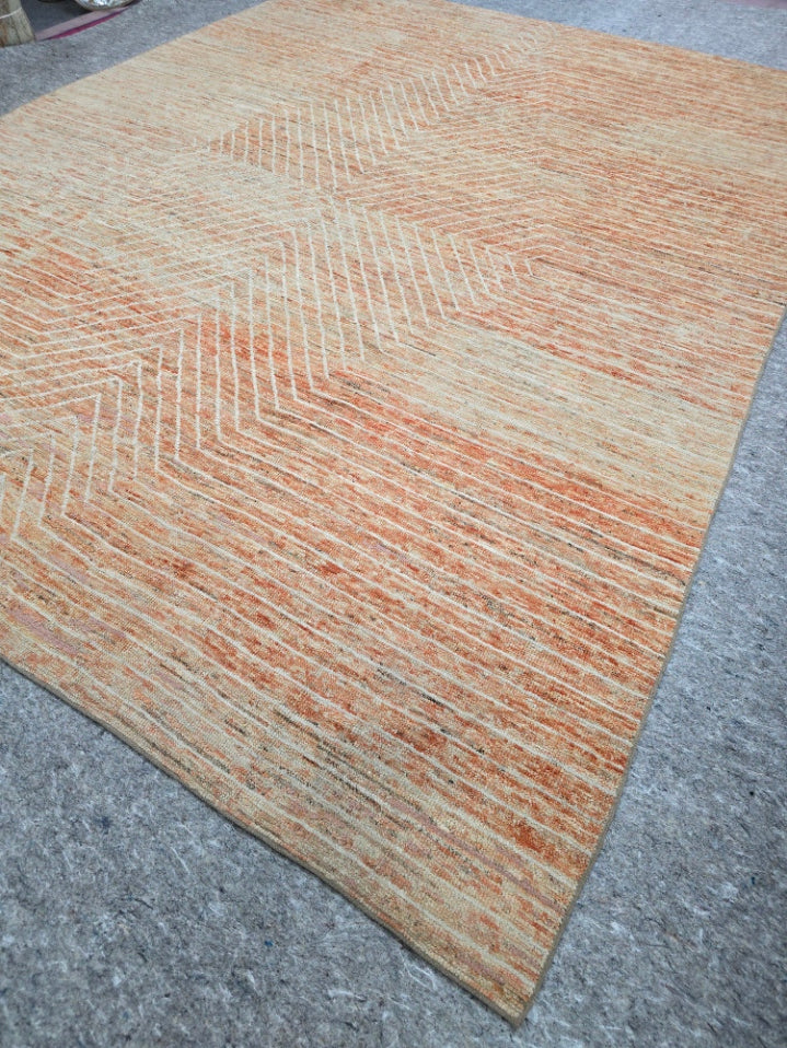 Modern Orange Handwoven Rug – 9 x 12 ft (10348)