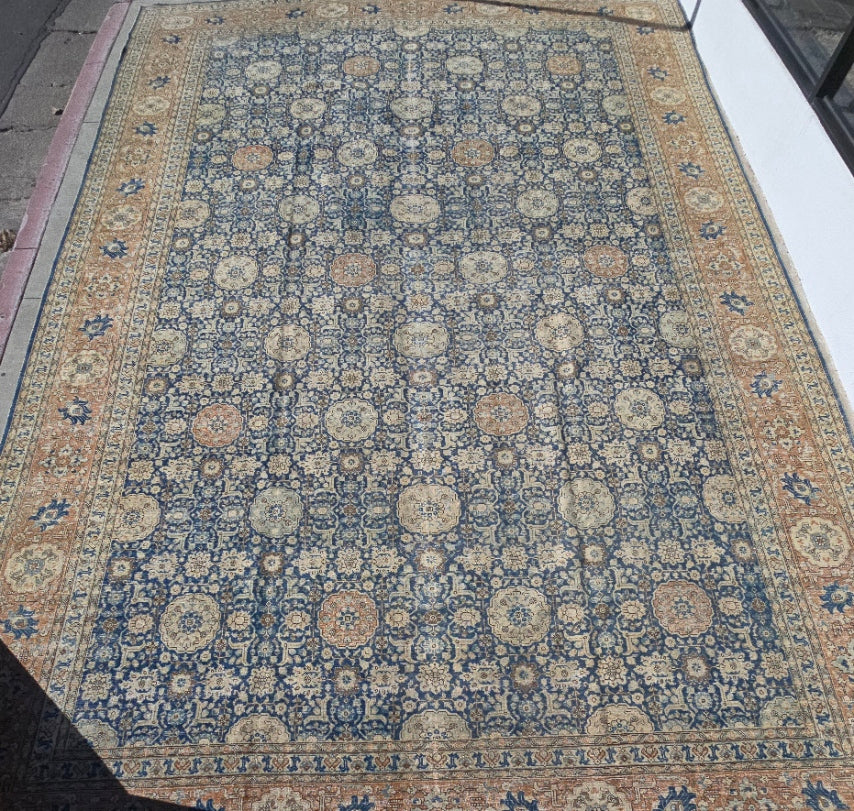 Antique Persian Tabriz Rug – Hand-Knotted Wool (Circa 1920) 12.8 x 19.2