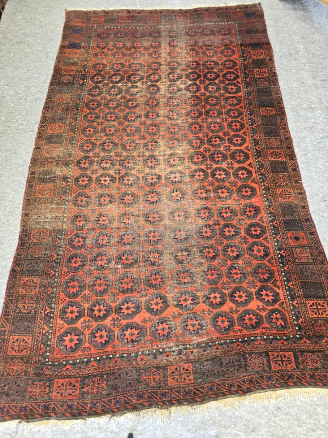 Antique Persian Baluch Rug – Hand-Knotted Wool #10379 (7 x 12.6 )