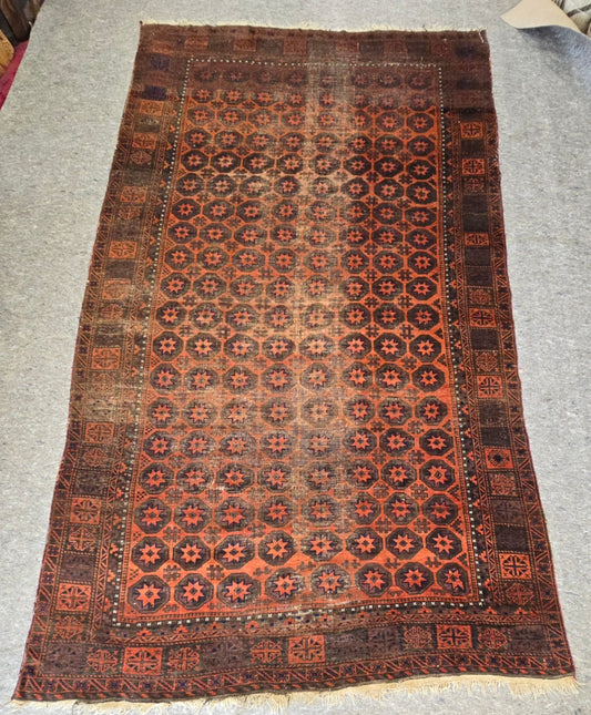 Antique Persian Baluch Rug – Hand-Knotted Wool #10379 (7 x 12.6 )