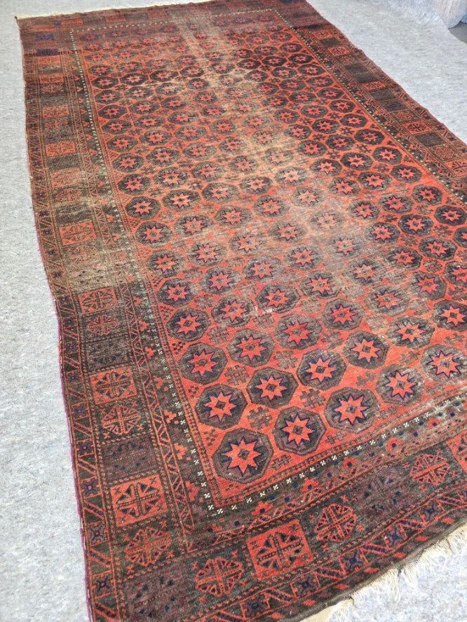 Antique Persian Baluch Rug – Hand-Knotted Wool #10379 (7 x 12.6 )