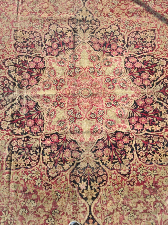 Antique Persian Kirman Rug – Hand-Knotted Wool Area Rug # 5961  (12 x 15) – Floral Medallion Design (Copy)