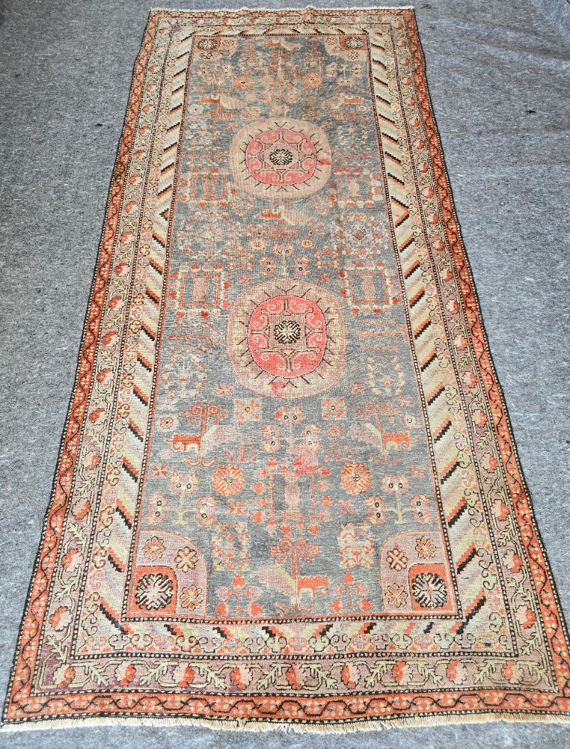 Antique Khotan Samarkand Rug – Vintage Handwoven Wool Runner( #6406) (Circa 1920s) | 5'8" x 12'5"