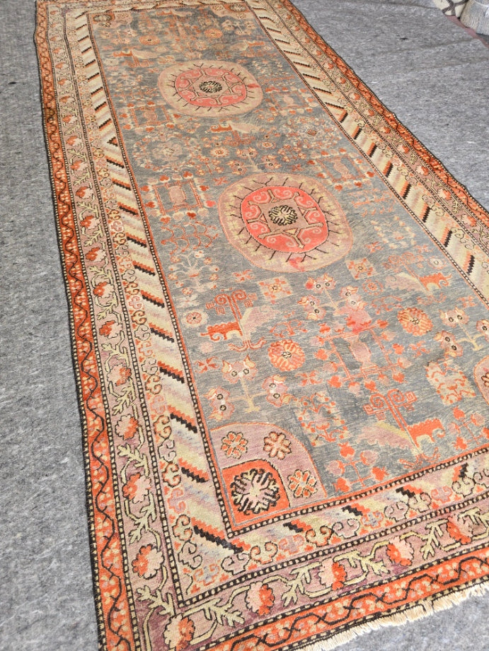 Antique Khotan Samarkand Rug – Vintage Handwoven Wool Runner( #6406) (Circa 1920s) | 5'8" x 12'5"