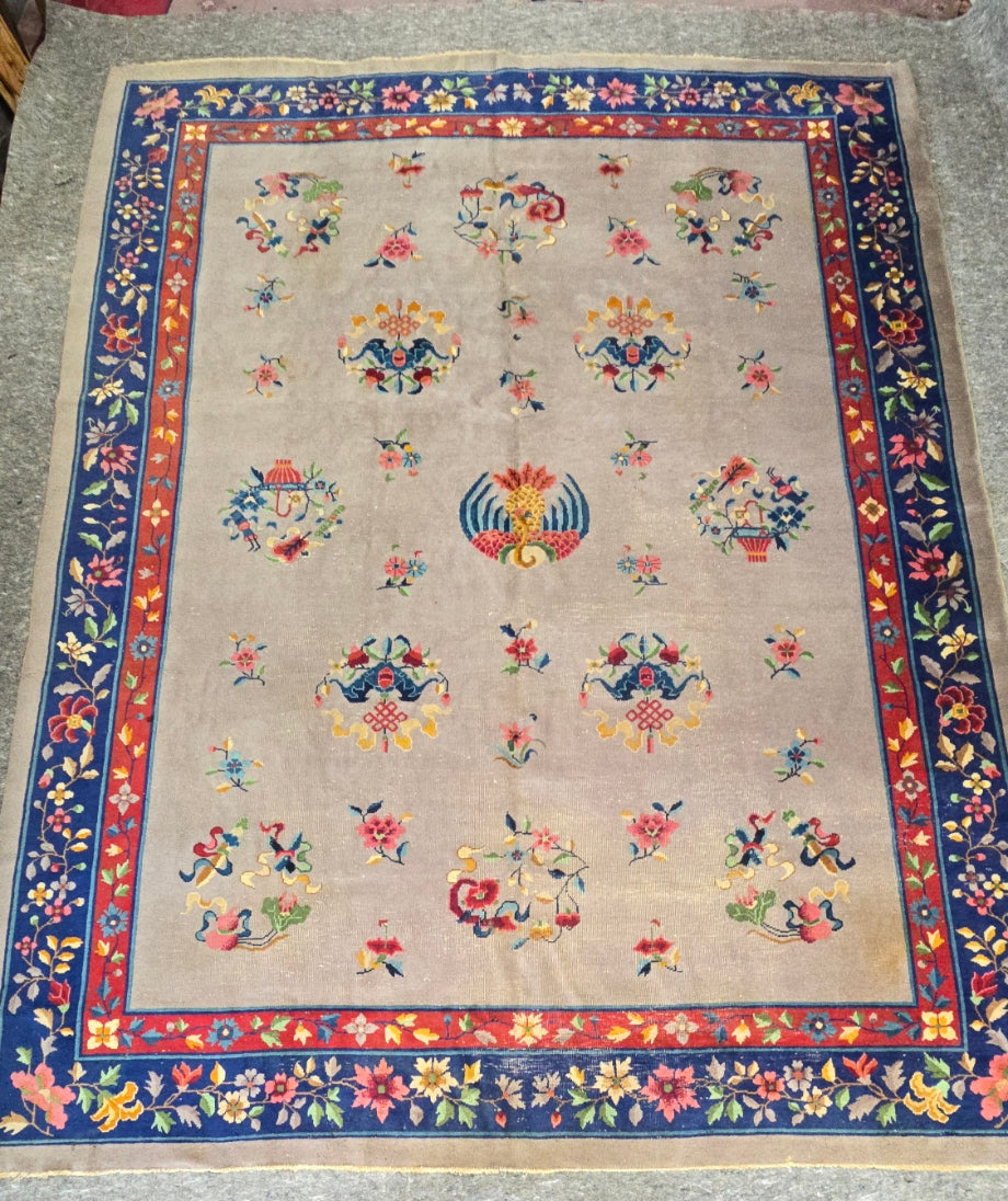 Antique Chinese Peking Rug | Handwoven Wool Carpet | Circa Early 20th Century (9 x 11.8)