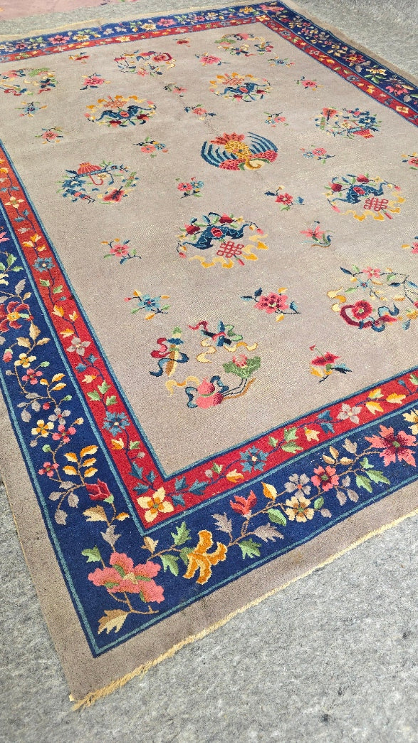 Antique Chinese Peking Rug | Handwoven Wool Carpet | Circa Early 20th Century (9 x 11.8)