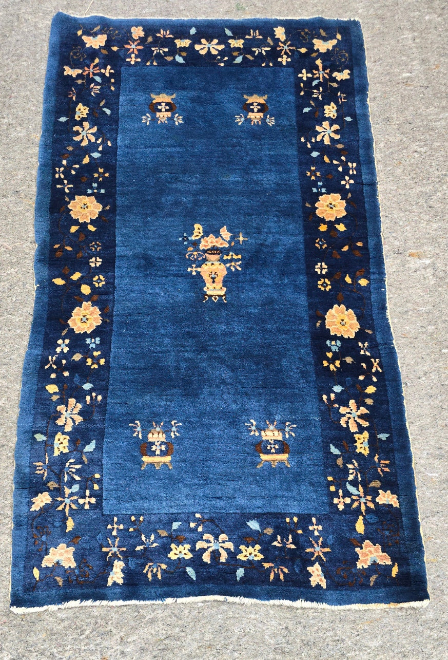 Antique Chinese Peking Rug | Handwoven Wool Carpet | Circa Early 20th Century (3.2 x 5.9) (#10411)