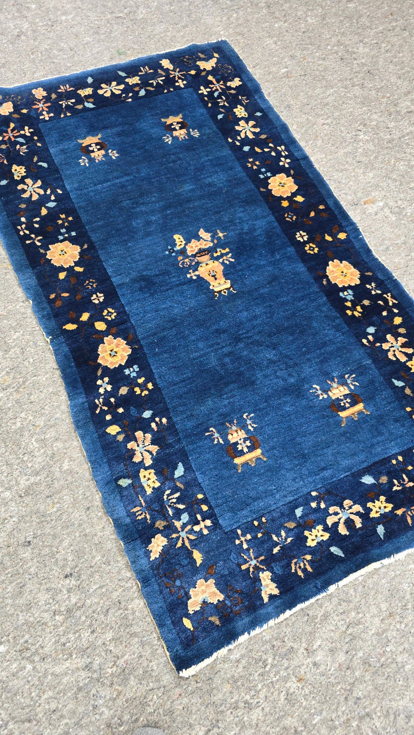 Antique Chinese Peking Rug | Handwoven Wool Carpet | Circa Early 20th Century (3.2 x 5.9) (#10411)