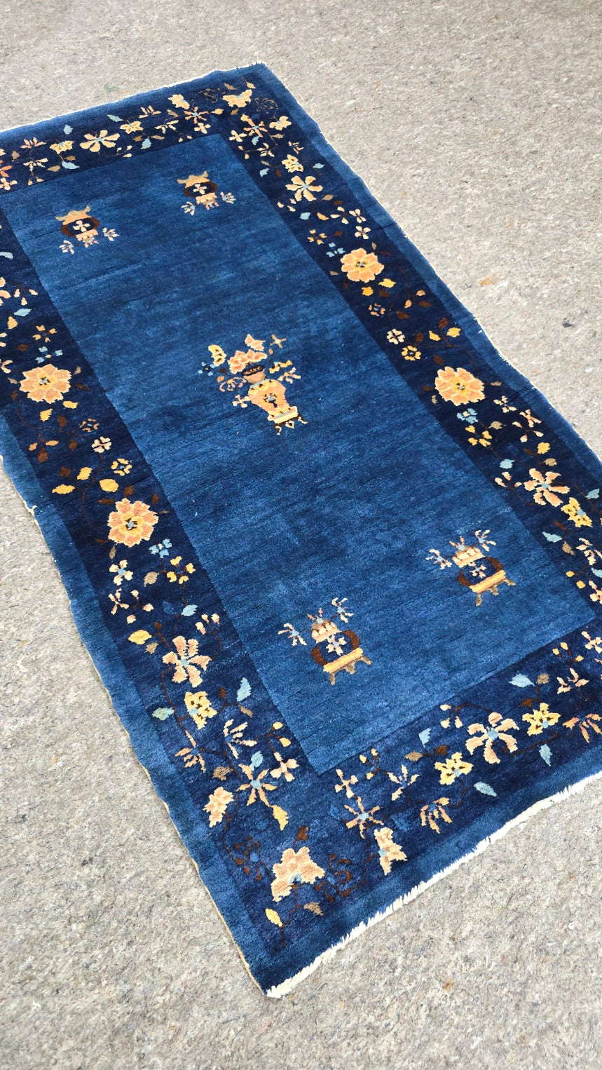 Antique Chinese Peking Rug | Handwoven Wool Carpet | Circa Early 20th Century (3.2 x 5.9) (#10411)