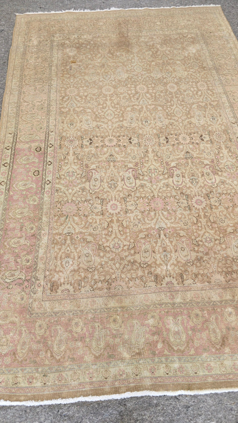 Antique Persian Tabriz Rug – Hand-Knotted Floral Area Rug (6.4 x 10) (#10415)