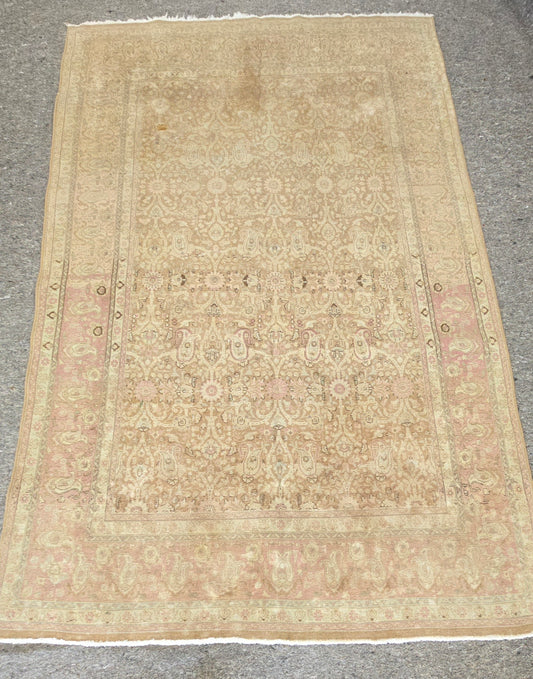 Antique Persian Tabriz Rug – Hand-Knotted Floral Area Rug (6.4 x 10) (#10415)