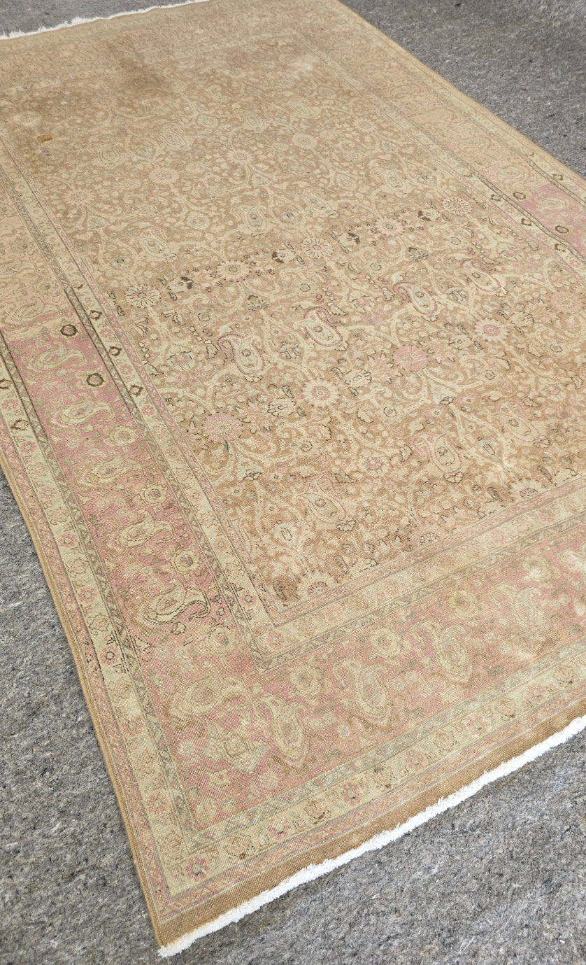 Antique Persian Tabriz Rug – Hand-Knotted Floral Area Rug (6.4 x 10) (#10415)