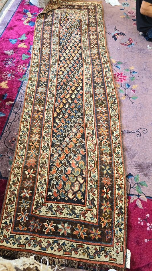 Antique Kazak Runner – Handwoven Tribal Wool (Circa 1900s) (#AZ105)