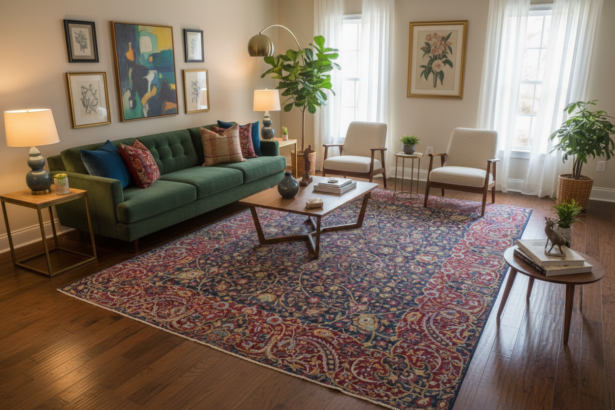 Antique Persian Yazd Rug – Hand-Knotted Wool Area Rug # 10427  (10.9 x 13.9) – Floral Medallion Design