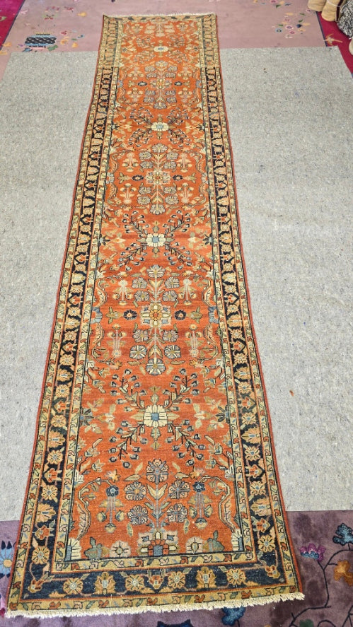 Antique Persian Malayer Runner – Hand-Knotted Hallway Rug (3.4 x 15.1) #10428