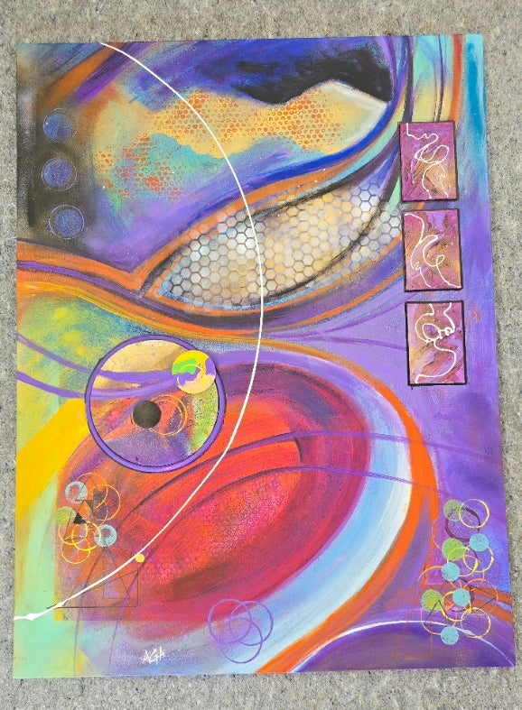 Abstract Painting 3d Art Circa 1980 by Aga B. on Canvas