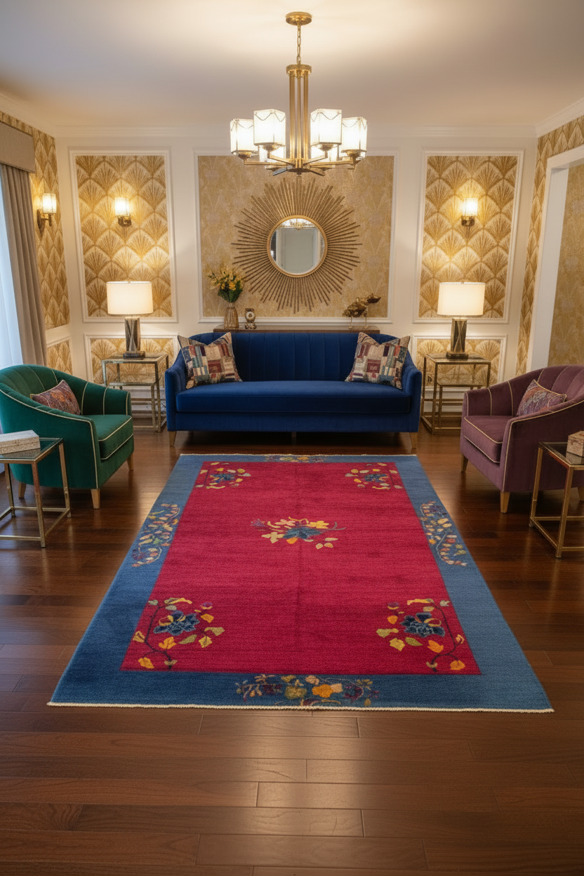 1920s Art Deco Nichols Chinese Rug 6 x 8.7 (10436)