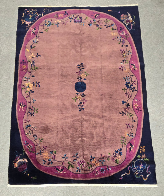 1920s Art Deco Nichols Chinese Rug 6 x 8.7 (10437)