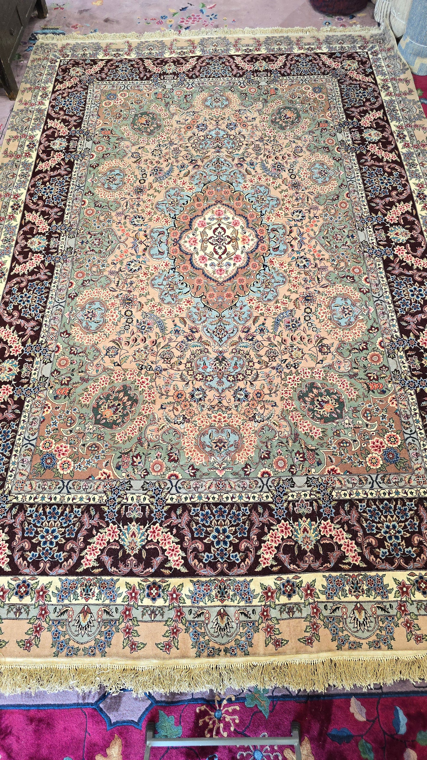 Antique Persian Tabriz Rug – Hand-Knotted Floral Area Rug 9X12