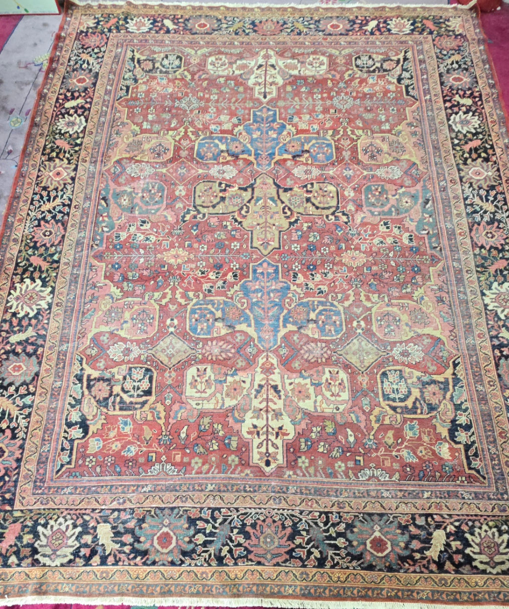 The " SHAH" Antique Persian Mahal- Feraghan  Rug – Hand-Knotted Vintage Rug – 9 x 12