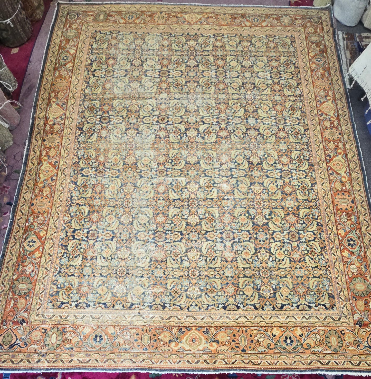 Antique Persian Mahal Rug – Hand-Knotted Wool (Circa 1920s) 10.6 x 13.8 (10485)