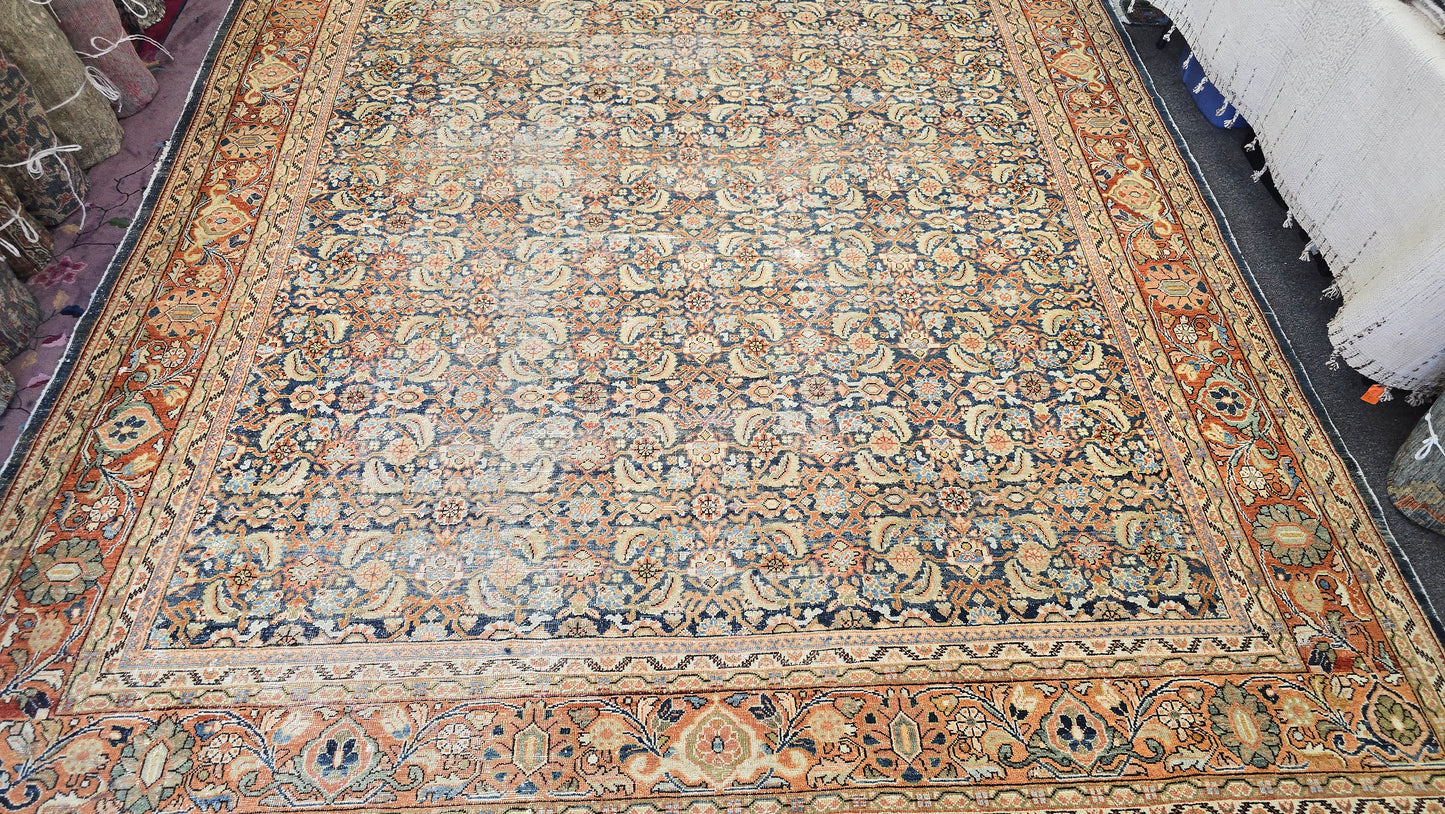 Antique Persian Mahal Rug – Hand-Knotted Wool (Circa 1920s) 10.6 x 13.8 (10485)