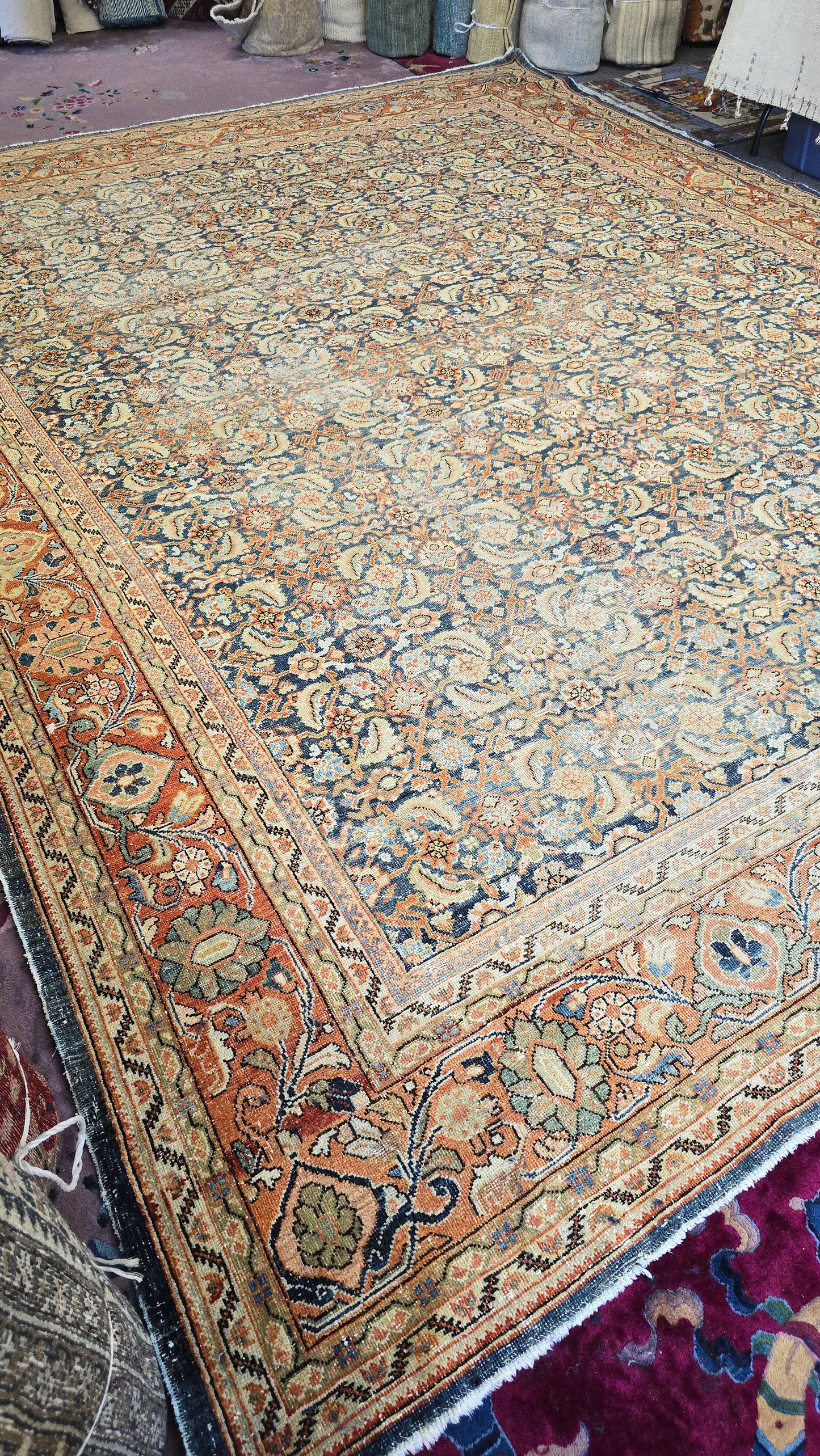 Antique Persian Mahal Rug – Hand-Knotted Wool (Circa 1920s) 10.6 x 13.8 (10485)
