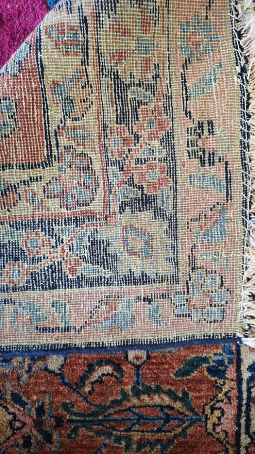 Antique Blue Mahajaran Sarouk Rug – Hand-Knotted Persian Wool, 10.6x20 ft – Rare Navy Floral Design (#10512)