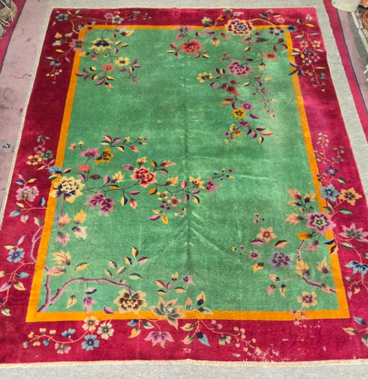 1920s Art Deco Nichols Chinese Rug 9x11.6 (#10514)