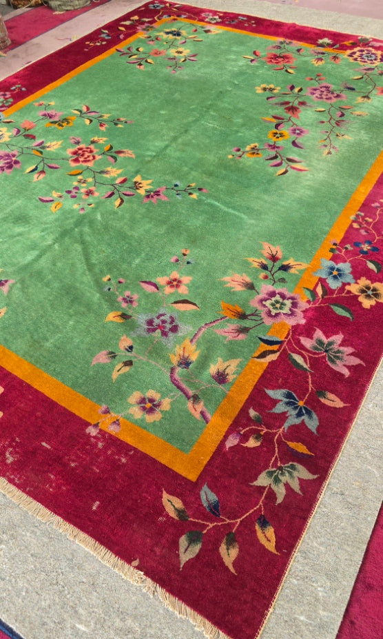 1920s Art Deco Nichols Chinese Rug 9x11.6 (#10514)