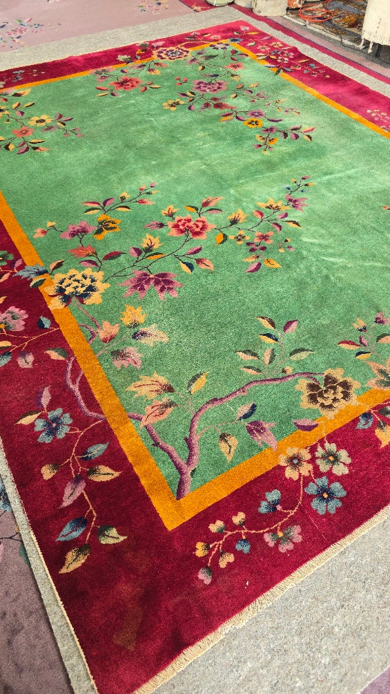 1920s Art Deco Nichols Chinese Rug 9x11.6 (#10514)