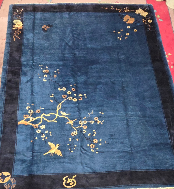 Antique Chinese Peking Rug | Handwoven Wool Carpet | Circa Early 20th Century Size 9.1 x 11.7 (#10516)