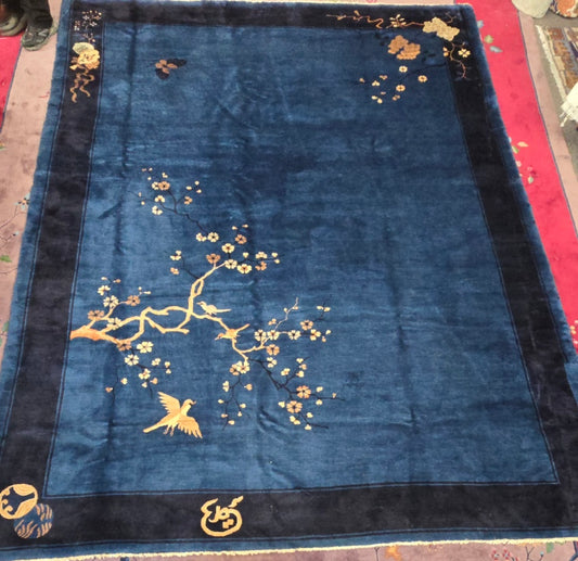 Antique Chinese Peking Rug | Handwoven Wool Carpet | Circa Early 20th Century Size 9.1 x 11.7 (#10516)
