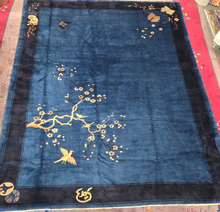 Antique Chinese Peking Rug | Handwoven Wool Carpet | Circa Early 20th Century Size 9.1 x 11.7 (#10516)