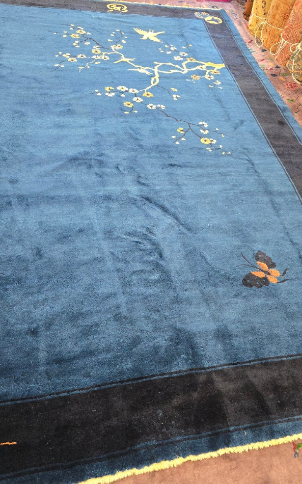 Antique Chinese Peking Rug | Handwoven Wool Carpet | Circa Early 20th Century Size 9.1 x 11.7 (#10516)