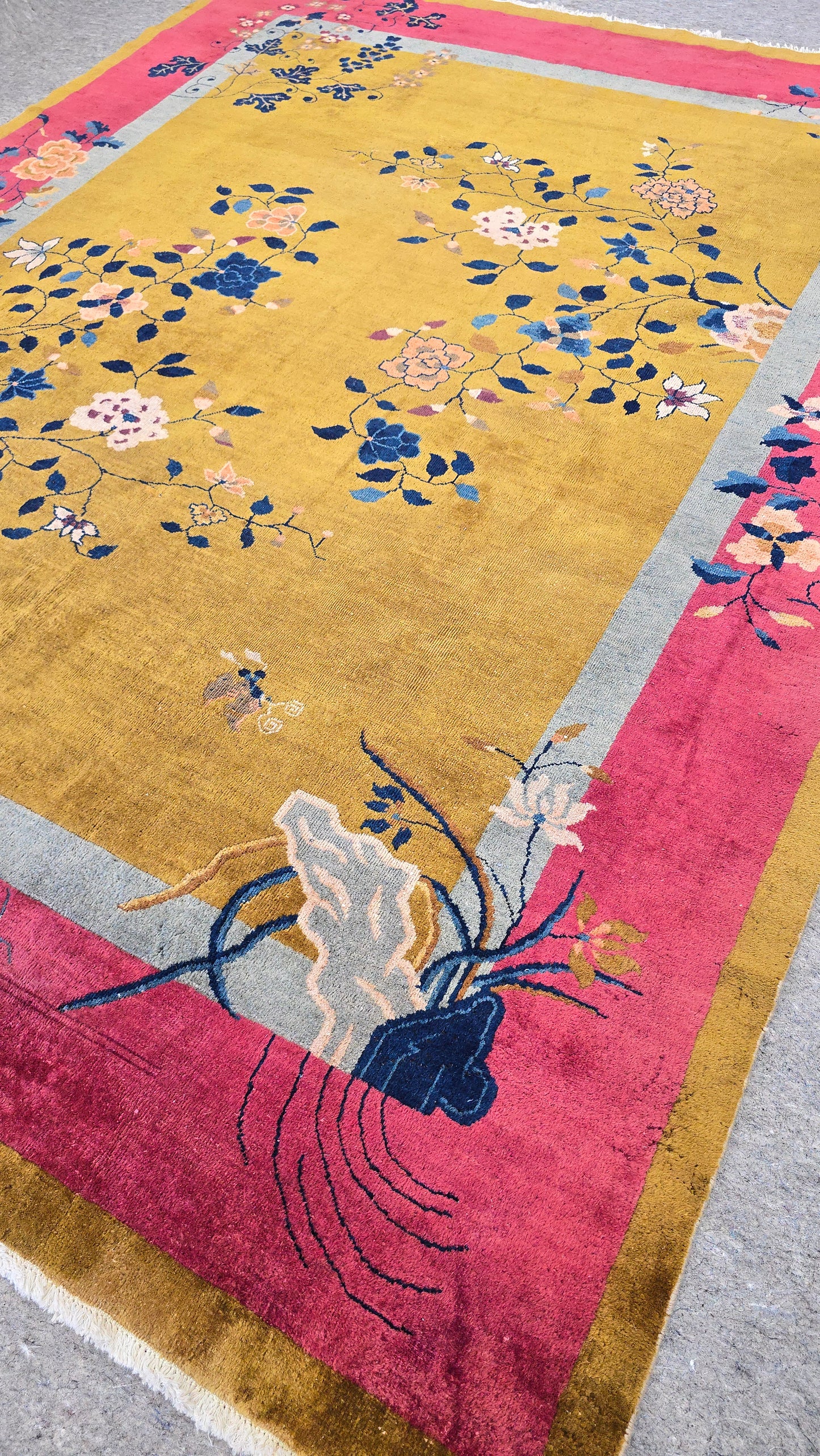 1920s Art Deco Yellow Nichols Chinese Rug  9x11.6