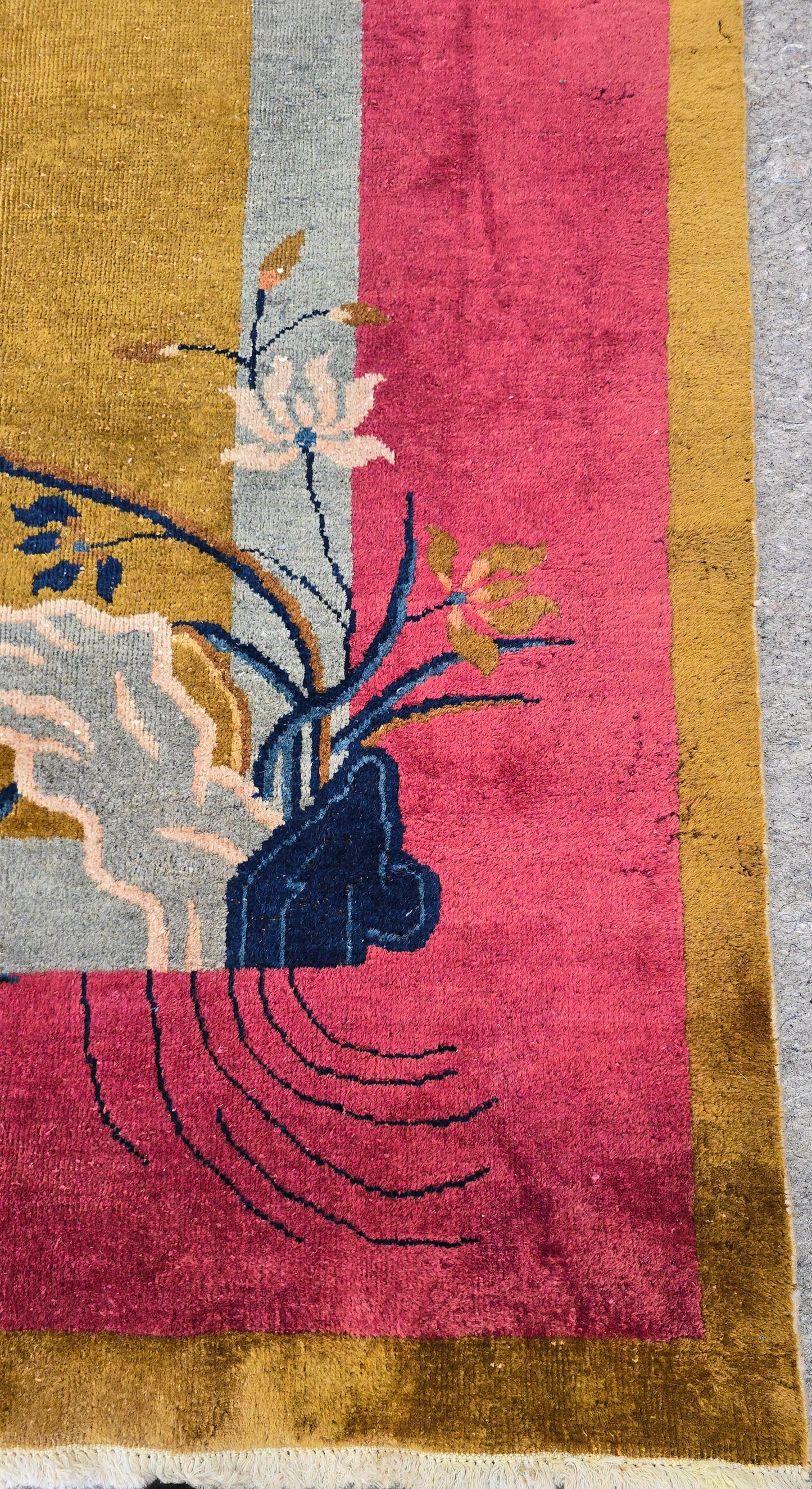 1920s Art Deco Yellow Nichols Chinese Rug  9x11.6