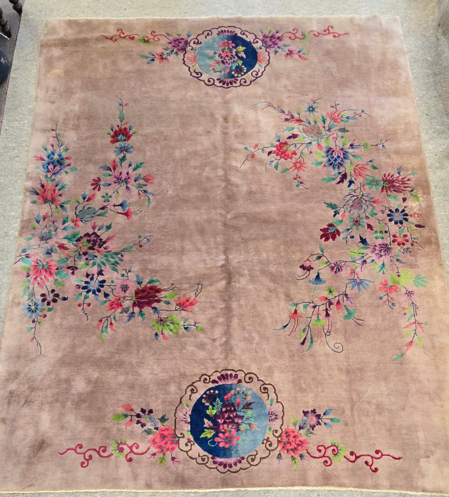 1920s Art Deco Nichols Chinese Rug 9x11.6