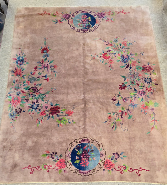 1920s Art Deco Nichols Chinese Rug 9x11.6