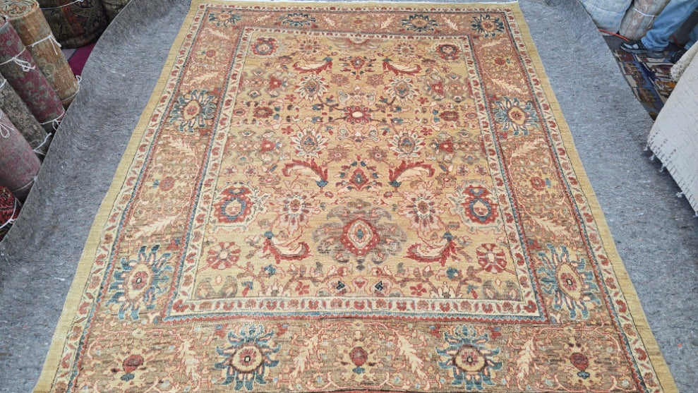 Antique Turkish Oushak Rug – Hand-Knotted Wool (Circa 1970) (#) – 9 x 12