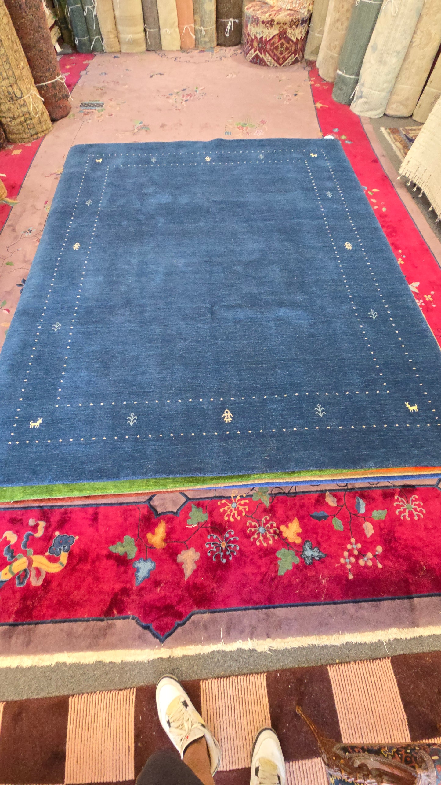 Handwoven Blue Gabbeh Rug – Minimalist Elegance (8 x 10)