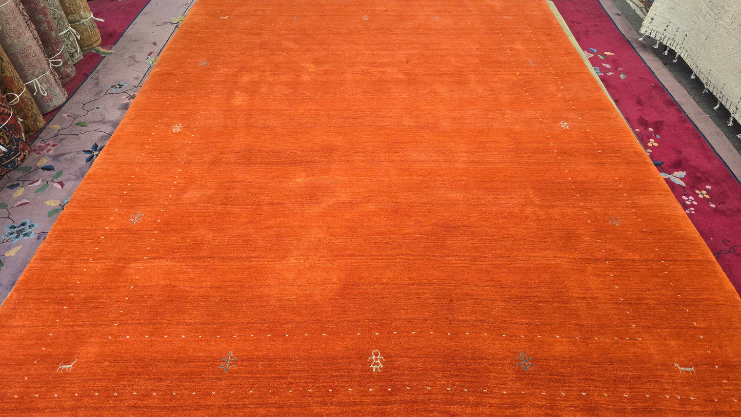 Handwoven Blue Gabbeh Rug – Minimalist Elegance (8 x 10)