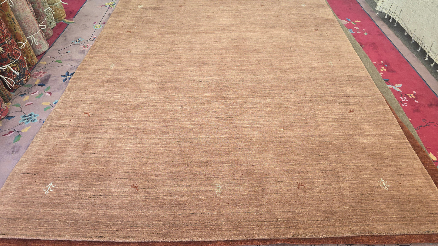 Handwoven Blush Pink Gabbeh Rug – Minimalist Elegance (8 x 10)