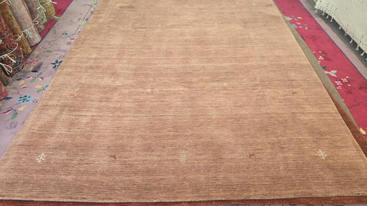 Handwoven Blush Pink Gabbeh Rug – Minimalist Elegance (8 x 10)