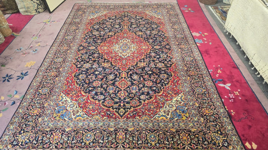 Vintage Large Persian Kashan Rug – 7.3 x 10.8