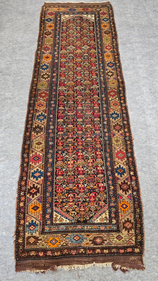Antique Kurdish Runner – Handwoven Wool Rug | 3'8" x 12' (#10571)
