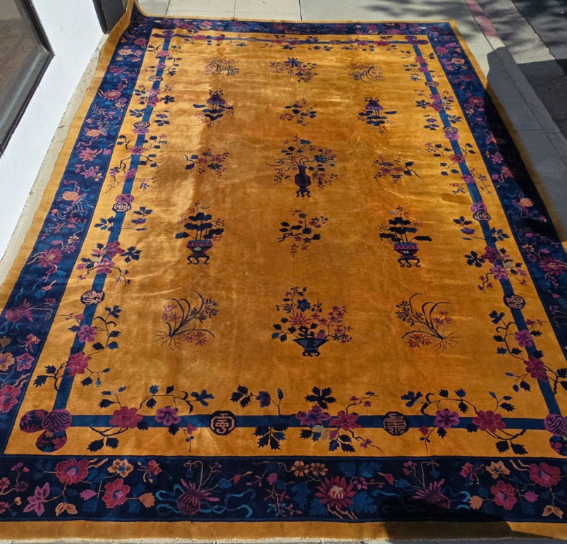 1920s Art Deco Nichols Chinese Rug 12 x 17.2 Palace size